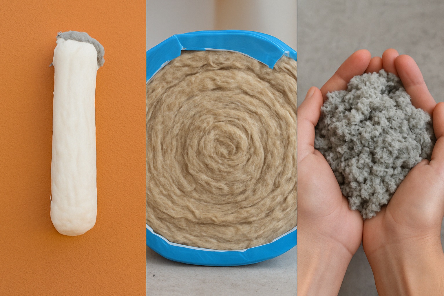 confronto tra materiali isolanti come schiuma isofor, lana di vetro e cellulosa